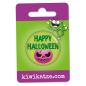 Preview: Ansteckbutton Happy Halloween Fratze pink an Eurolochkarte